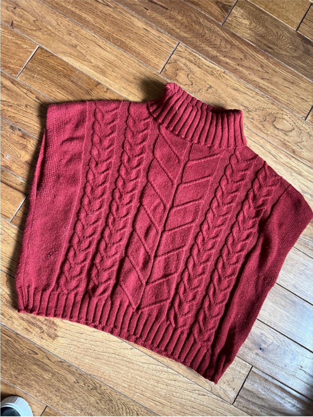 Red Cable Knit Turtleneck Sweater Vest